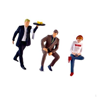 3x 1/64 Maßstab Personenfigur, Miniatur Diorama Restaurantfiguren, Charakter