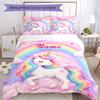 3pcs Custom Name Unicorn Bedding Set Duvet Cover Closure Includes 1 Duvet Cover & 2 Pillowcases, Soft and Comfortable for All Seasons.