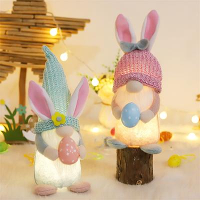 Easter Bunny Luminous Faceless Gnome Dolls Handmade Reusable LED Light Rabbit Toy For Spring Home Decor Kid Party Gift