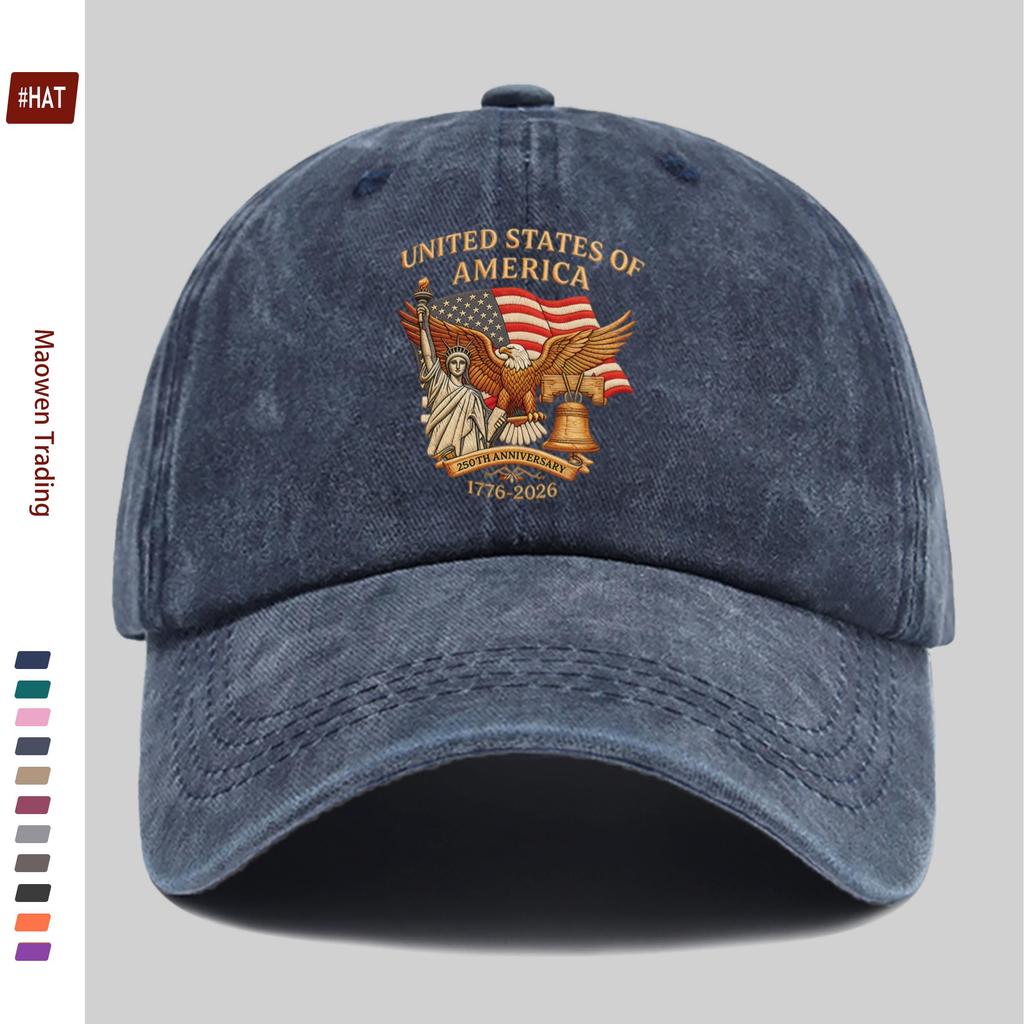 Pc Th Anniversary Of American Independence Printed Baseball Cap Featuring And Statue Of Liberty Adjustable Buckle Closure
