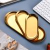 Creative Oval Shaped Metal Tray Christmas Golden Platter, Fruit Plate, Dessert Plate, Snack Plate, Salad Plate, Cake Plate, Suitable For Restaurant