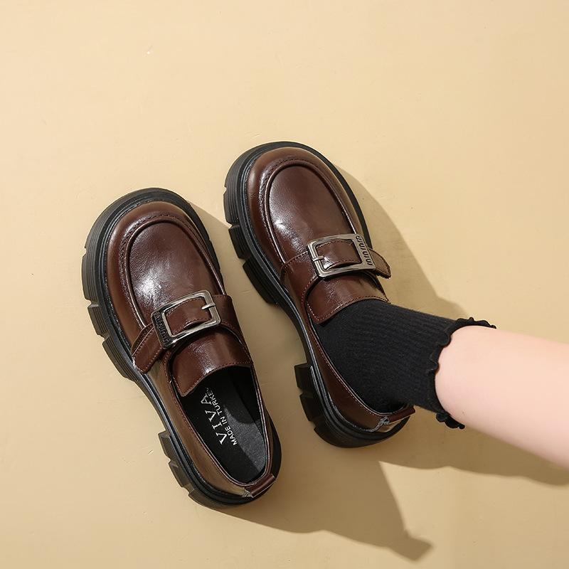 Damskie letnie nowe buty na grubej podeszwie podwyższające, pasujące do spódnic i małych skórzanych butów damskich