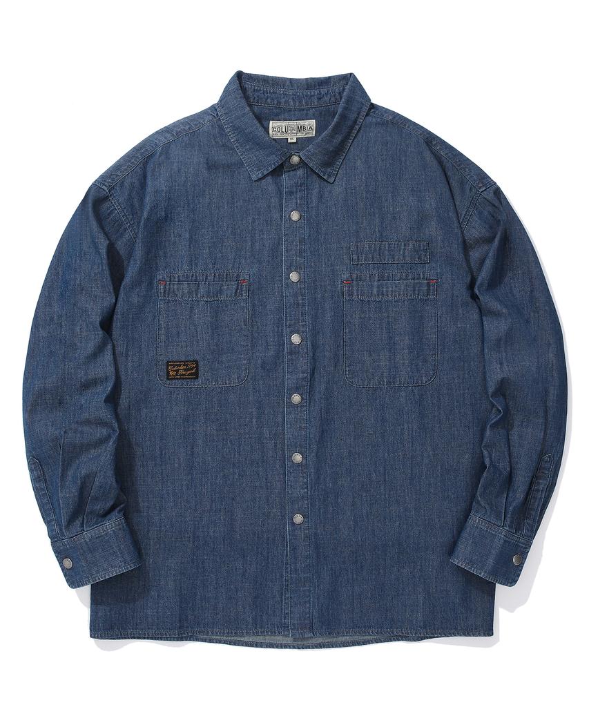 COLUMBIA UNIVERSITY Sl-Label Big Pocket Denim Shirts Midnight Denim