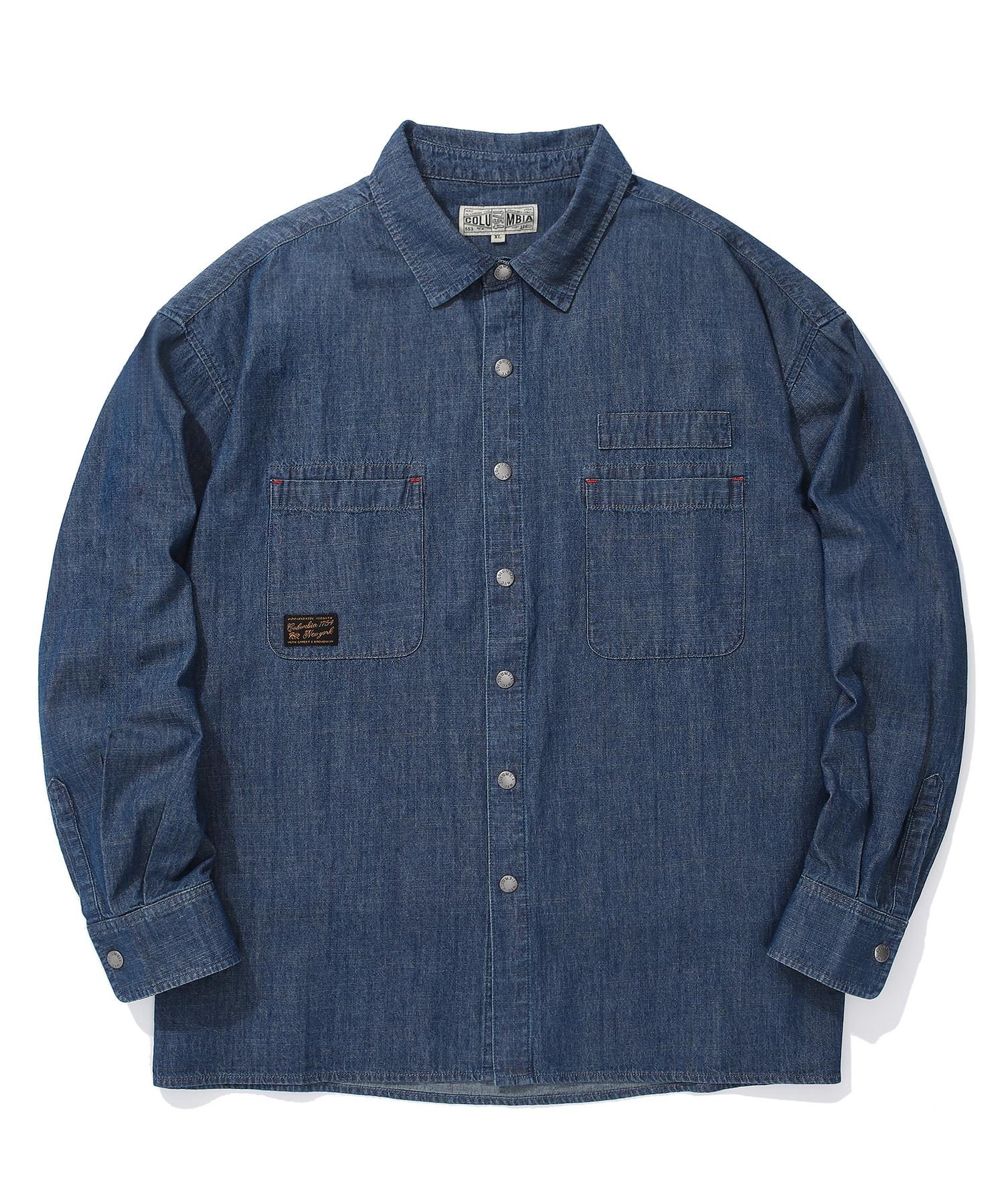 Columbia University Sl-Label Big Pocket Denim Shirts Midnight Denim Midnight Denim/L
