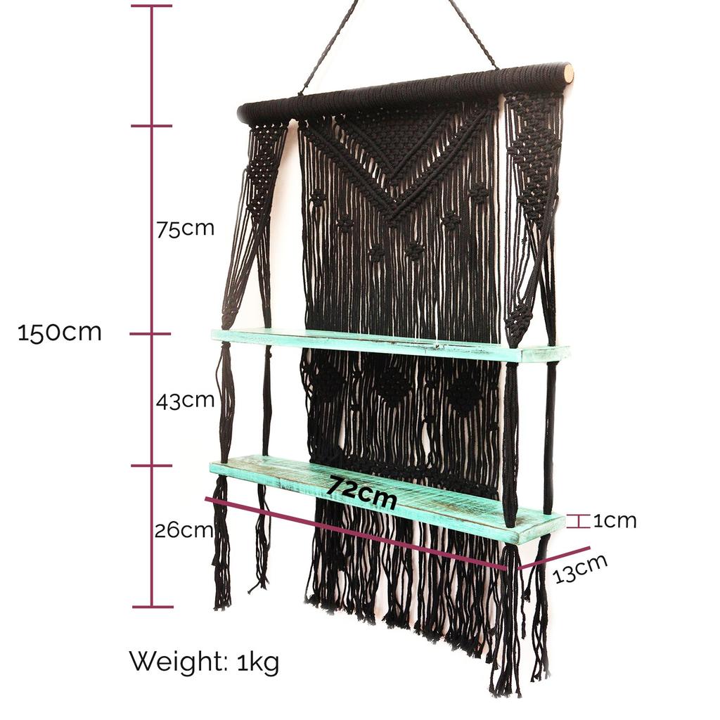 Macrame Hanging Shelves Natural Blue