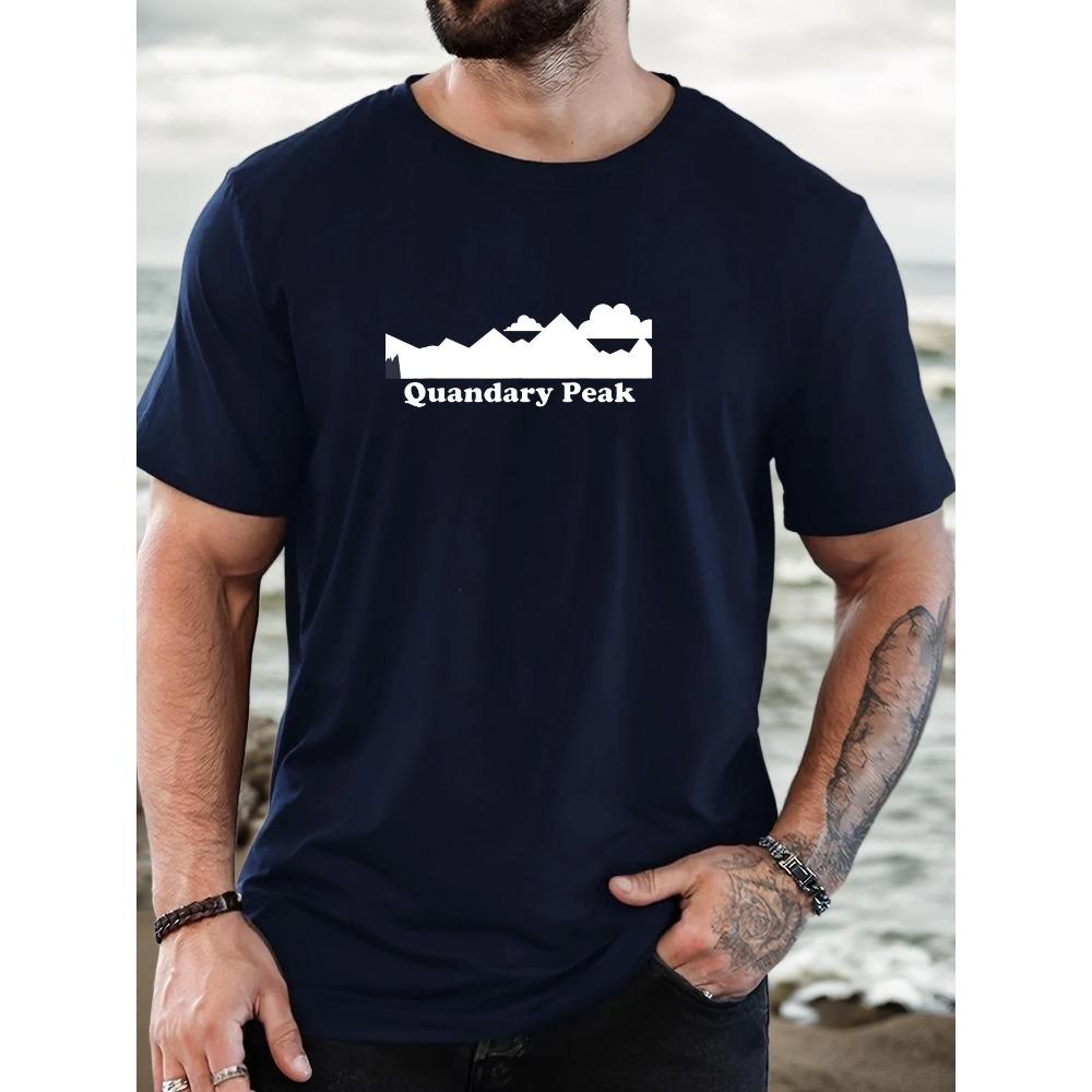 Men's Quandary Peak Pattern Summer Casual Crew Neck Short T-Shirt