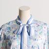 Vintage Court Style Spring and Autumn Women's Neckline Tie Floral Design Long-sleeved Floral Print Dress