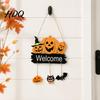 Wooden Wall Decor for Party Halloween Welcome Door Hanging Sign 3D Layered Pumpkin Skull Spider Plaque Ornament Window Front Porch Home Farmhouse