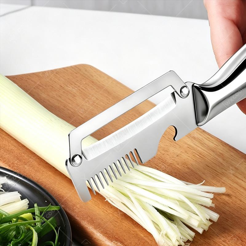 Pelador de Cocina Multifunción de Acero Inoxidable Específico para Cocina para Cortar Frutas y Verduras con Mango de Madera/Acero
