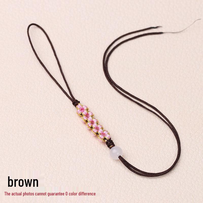 Peach Blossom Knot Phone Chain & Bag Pendant - Handmade Woven Jewelry Lanyard