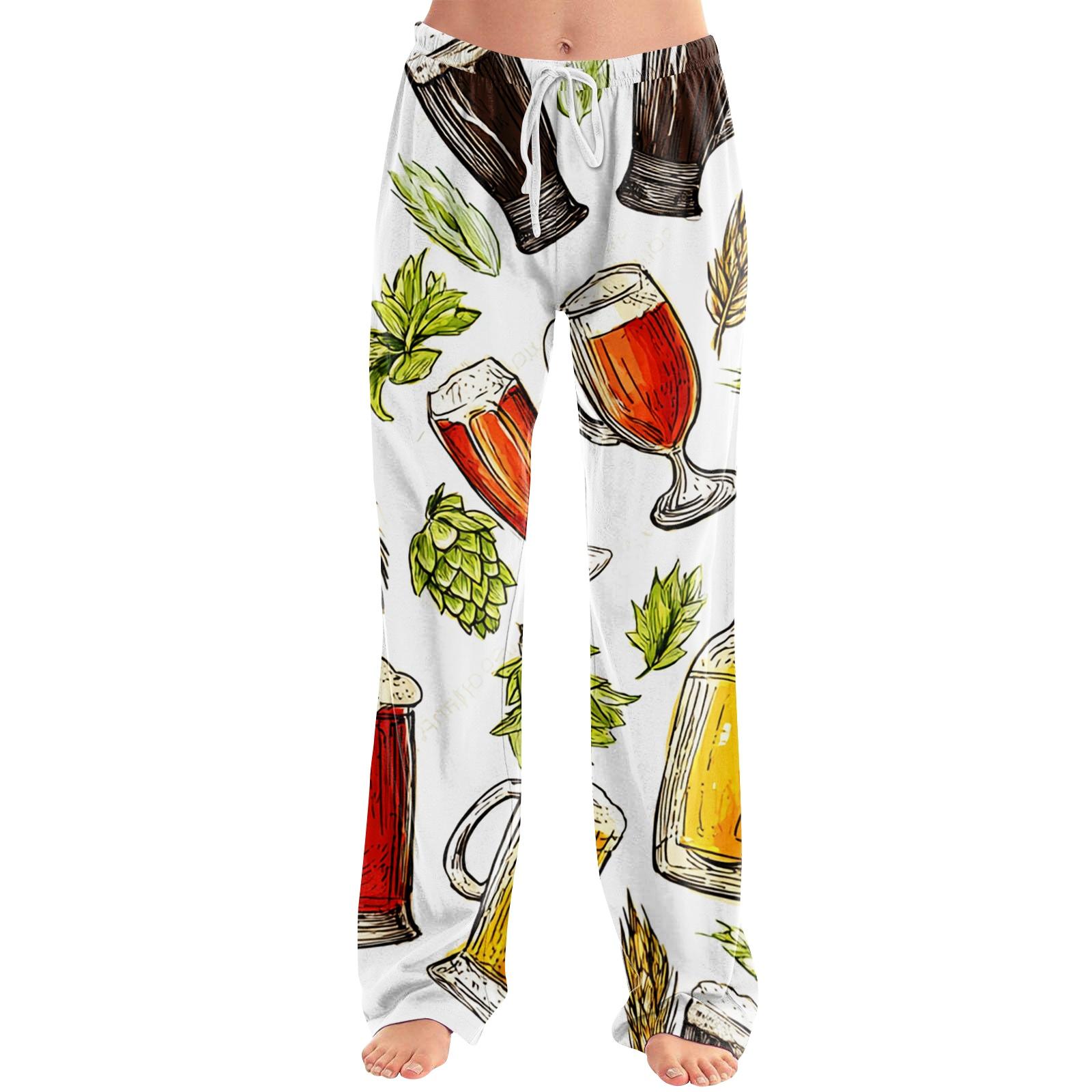 

Women s Drawstring Lounge Pants Beer Festival Print Casual Elastic Waist Relaxed Fit Full Length Trousers L