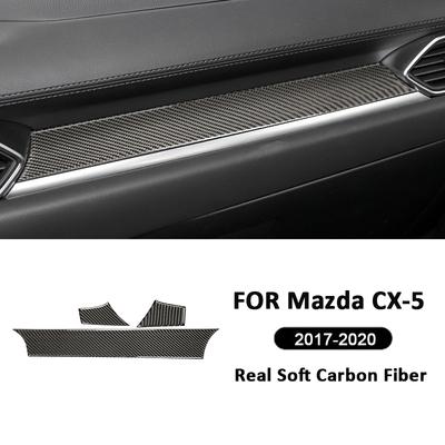 For Mazda CX-5 2017- Carbon Fiber Car Co-Pilot Center Console Storage Panel Trim Strips Cover Interior Decoration Sticker