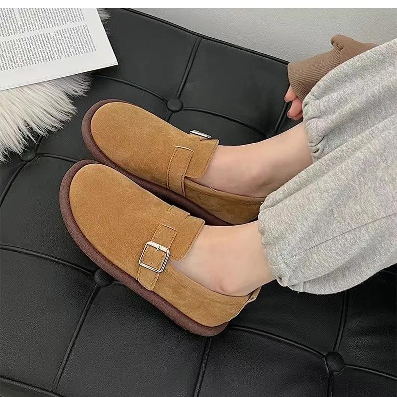 Versatile Boken Shoes for Female Students Spring and Autumn New Style Retro One Foot Soft Soled Anti Slip Bread Shoes