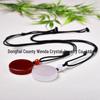 Natural Red Agate Pendant Keychain Charm with Carved Round Tag Necklace
