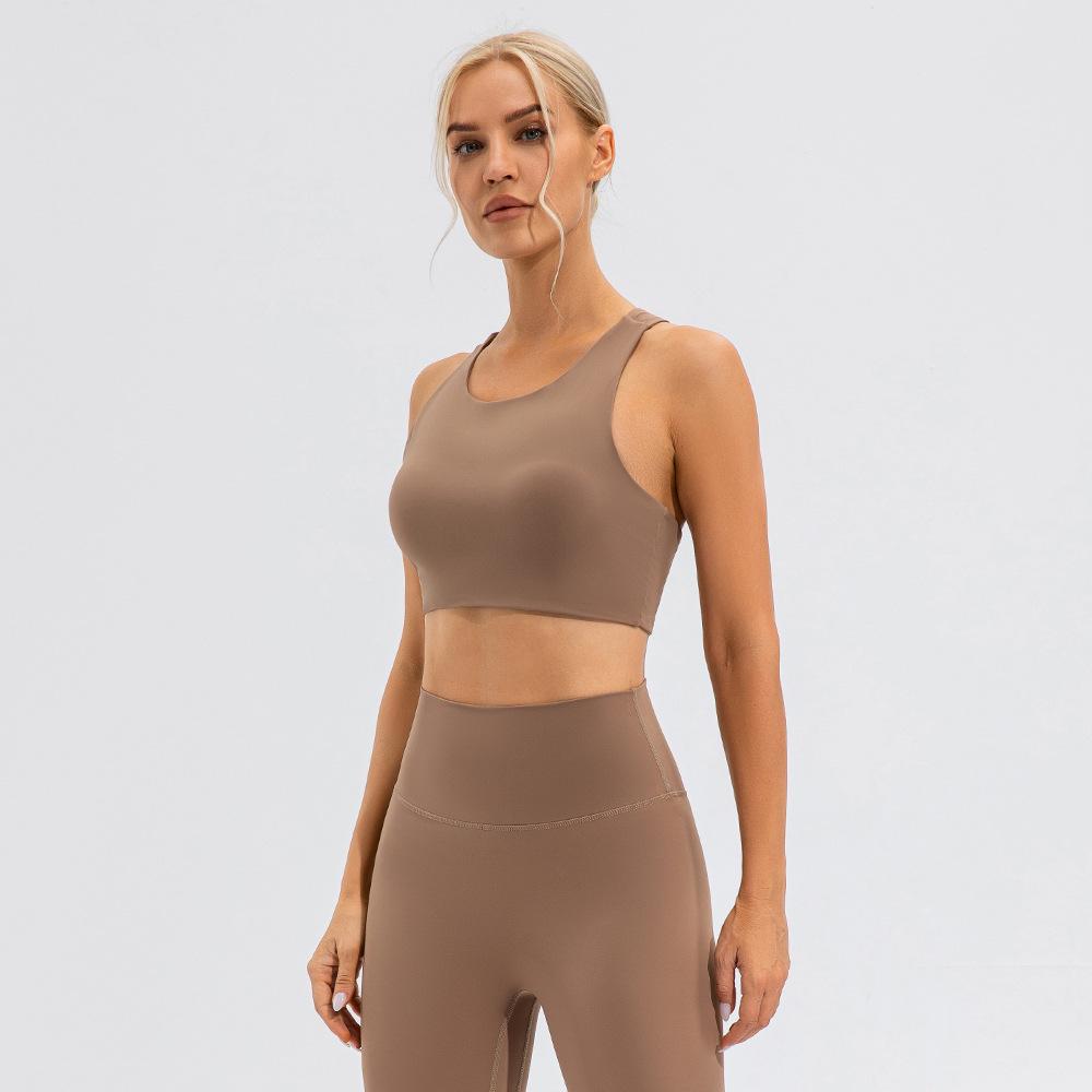 Women's High-Intensity Sports Bra - Lulu Nude Feel, Shockproof, Gathered Support, Stylish Back, Perfect for Yoga & Fitness