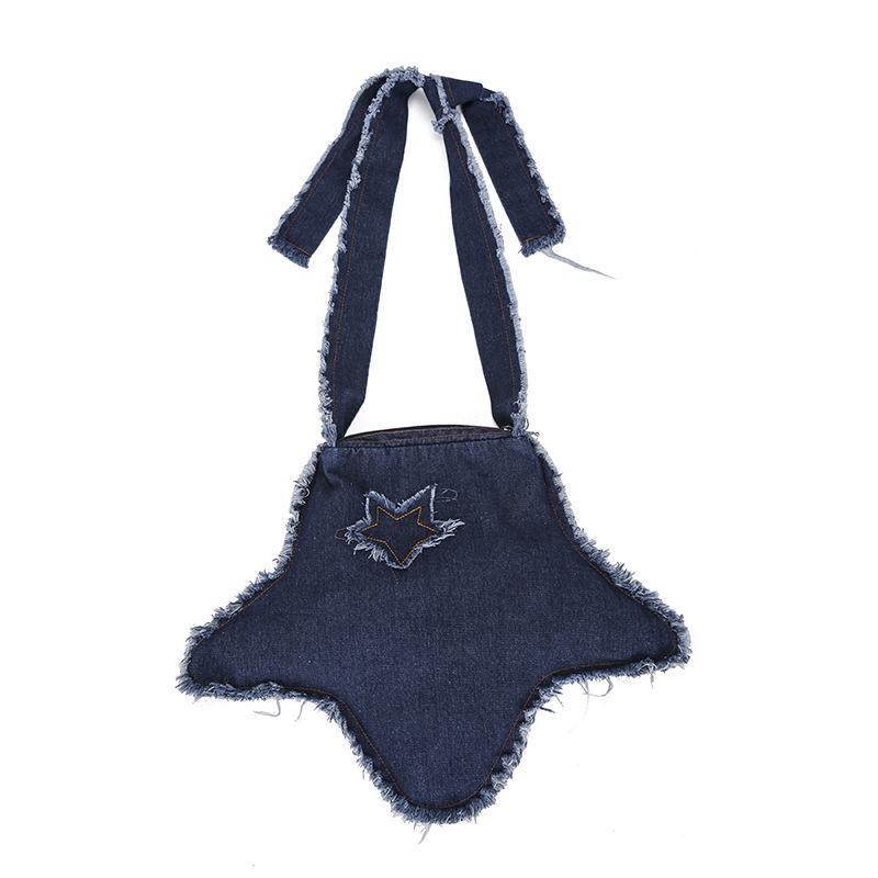 

Bags Internet celebrity denim underarm bag 2025 new Korean version fashion simple shoulder bag women messenger star bag темно-синий