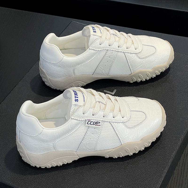 

Leather mesh breathable women s autumn new sports and leisure shoes platform white shoes 35