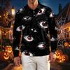 Herren Schnelltrocknendes Mesh Langarm Golfshirt mit Halloween-Print für Freizeitkleidung