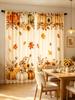 2PCS Digital Printed Curtain, Autumn Bunny with Pumpkins and Sunflowers, Cute Fall Harvest Style Window Drapes for Kids Room