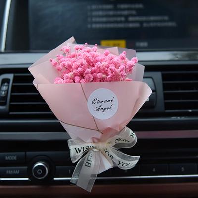 Dried Flower Car Decoration Interior Air Vent Clip Mini Bouquet Auto Perfume  Aroma Diffuser Pink  Accessories Girls Gift