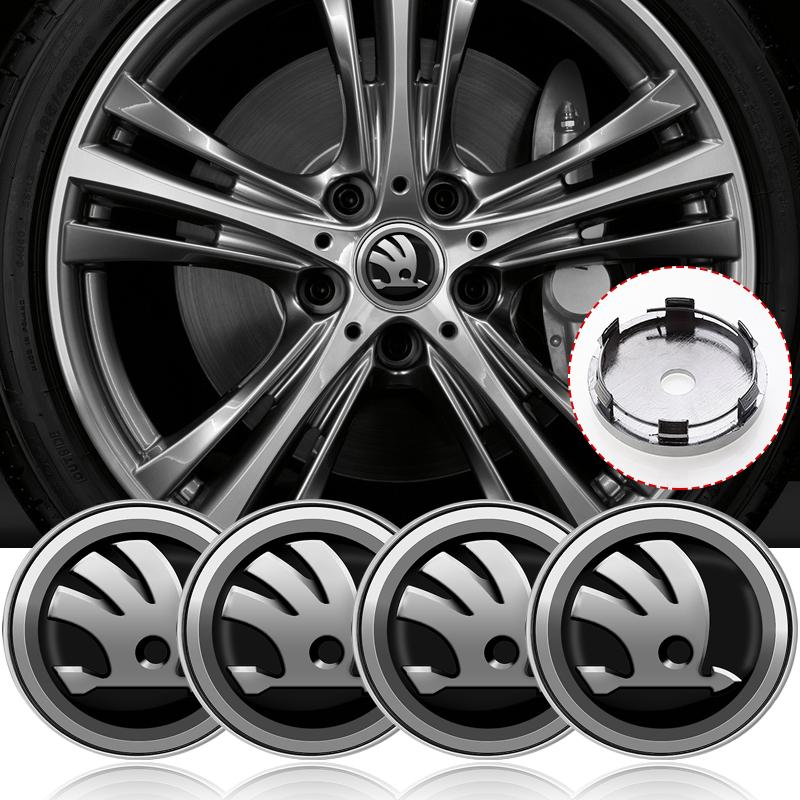 4pcs 60mm Car Wheel Center Hub Cap Rim Cover Emblem Stickers For Skoda Octavia Fabia Kamiq Kapoq Kodiaq Rapid SCALA Superb