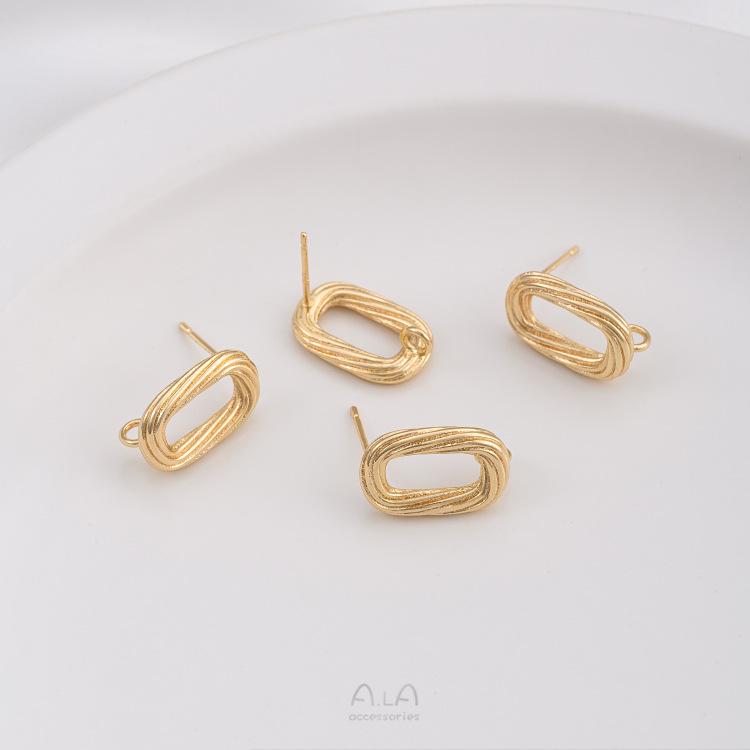 

14K Gold Filled Silver Twisted Oval Hoop & Ring Stud Earrings