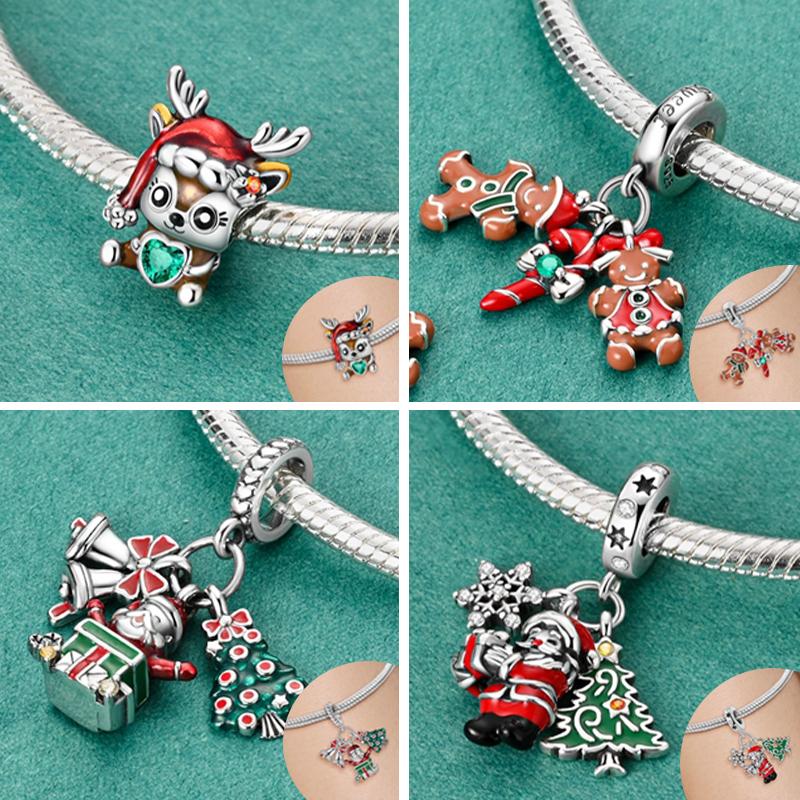 New 925 Silver Christmas Series Charm Beads For Bracelet Pendant Charm Women DIY Christmas Gift