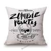 Halloween Decoration Zombie Party Pumpkin Head Skull Witches Print Cotton Linen Sofa Throw Pillow Case Car Cushion Cover