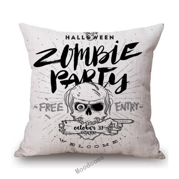Halloween Decoration Zombie Party Pumpkin Head Skull Witches Print Cotton Linen Sofa Throw Pillow Case Car Cushion Cover