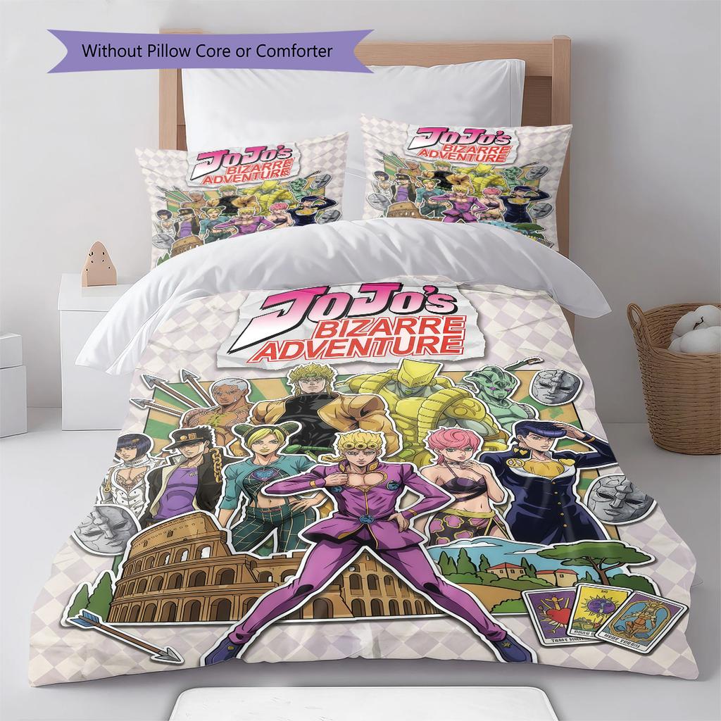 JoJo's Bizarre Adventure Bettwäsche-Set Bettbezug Weiche Steppdeckenhülle Deckenbezug Schlafzimmer Heimdekoration Anime-Stil -QJY
