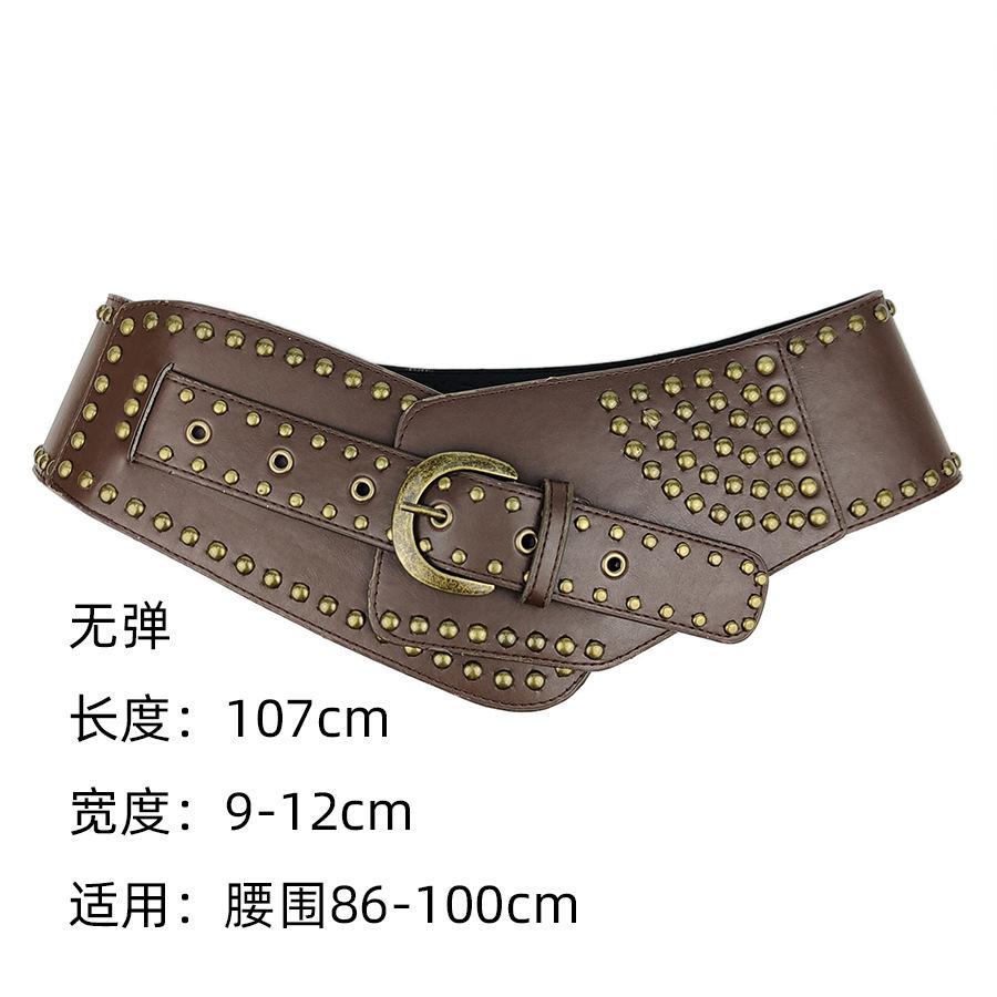 Wind Rivet Retro Belt Vintage Wide Belt Women Wide Waist Seal Outer Cover Spice Girl Wear