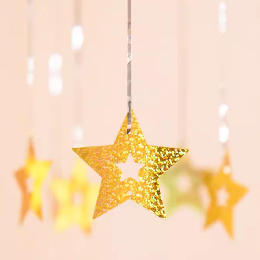 Golden Star Hangers Birthday Party Decoration Balloon Decorations Sequin Pendants Restaurant Window Decorations Supplies