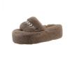 Internet celebrity pearl word fluffy slippers women wear 2025 new autumn and winter fairy wind plush cotton slippers