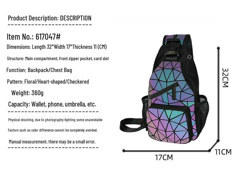 Vielseitiger Mini-Rucksack mit Diamantgittermuster: Multifunktionale Schulter-, Crossbody-, Hüft- und Brusttasche für High-School-Schülerinnen und Frauen.