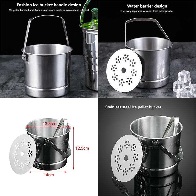 Eiseimer mit großem Fassungsvermögen, tragbarer Edelstahleiseimer, Champagner-Eiseimer, Bar-Eiseimer, Eiswürfelwerkzeug 1L