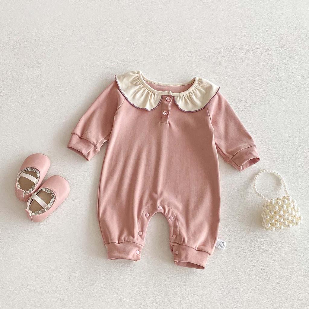 Cute Peter Pan Collar Autumn Baby Romper - Long Sleeve, Korean Style for Girls