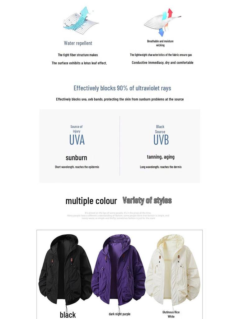 UPF 50+ Hooded Sun Protection Jacket for Couples - Breathable Summer Outdoor Fishing Wear