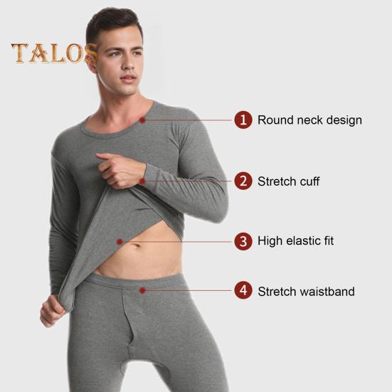 2Pcs/Set Men Homewear Suit O-Neck Long Sleeve Tops Elastic Waist Long Pants Set Solid Color Thin Pajamas Set