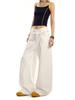 Women's White Lace-Trimmed Wide-Leg Jeans: Spring/Autumn 2025, Slimming Loose Fit, Straight Floor-Length