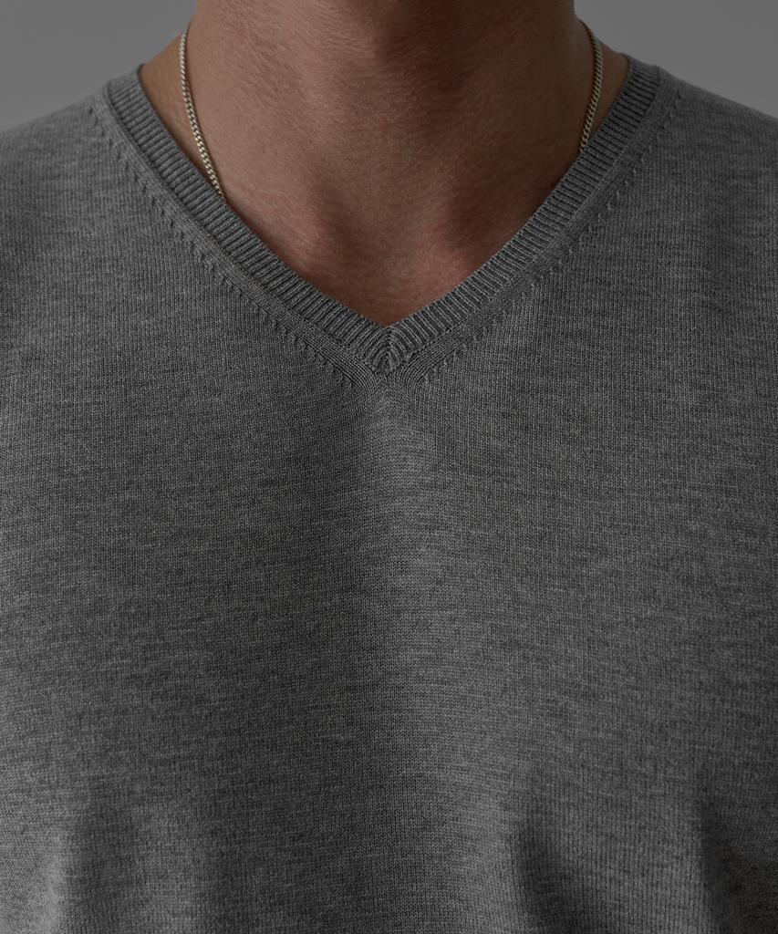 Baulopeulodeogteu V-Neck Muscle Short Sleeve Knit [Gray]