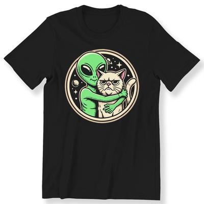 #26 Alien With Cat For Men And Women Shirt Retro Funny T-shirt Perfect Gift Idea Unisex T-Shirt