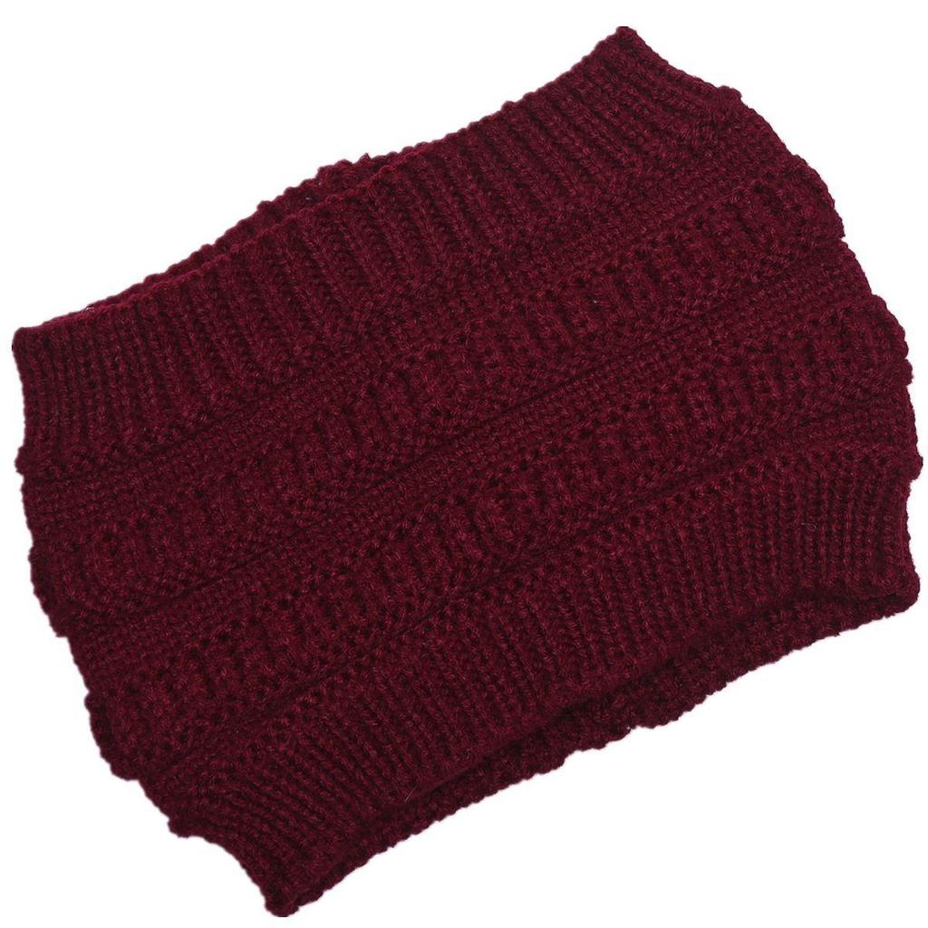 1pc Solid Knit Hat Autumn And Winter Ladies Knitted Headband Widened Face Wash Head Cover Empty Top Ponytail Wool Hat