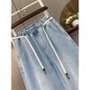 Dimanaf 2025 Plus Size Autumn Blue Basic Elastic Jeans New Pants Loose Denim Trousers Big Casual Pants 6XL