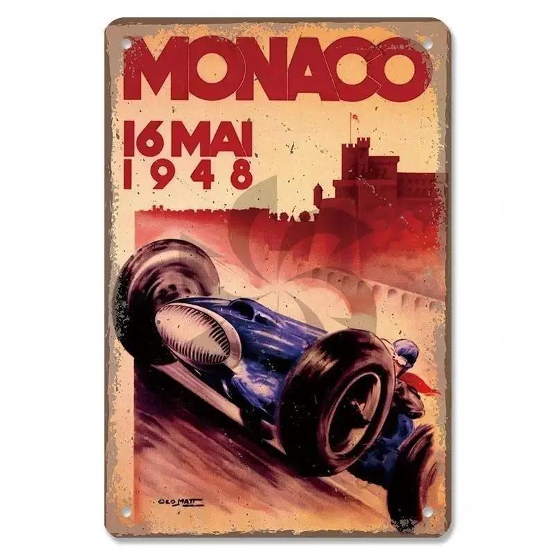 Metal Tin Signs Racing Car Plaque Metal Poster F1 Racetrack Nostalgic Vintage Metal Wall Art Decor for Garage Racing Club Home