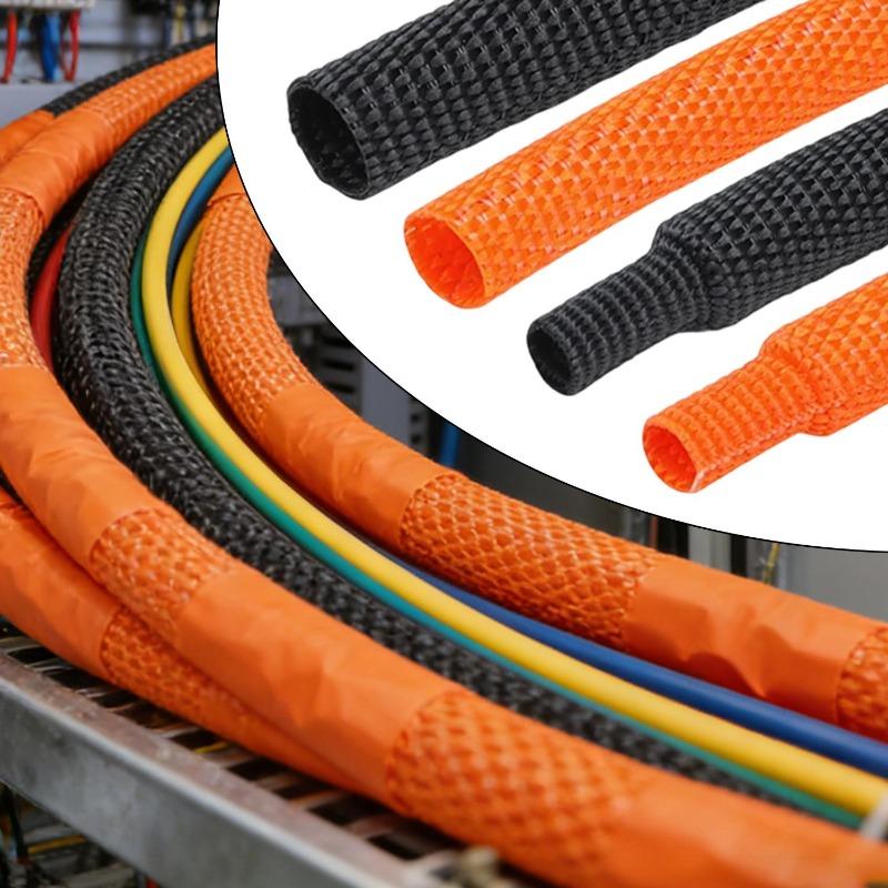 Insulation Cable Sleeves Black Braided Heat Shrink Tube Car Line Organizer Flam Retardant Wire Wrap Sheath Protection Covers