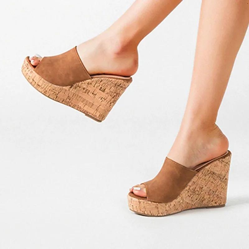 

FASHION 2024 New Summer Woman Casual Platform Wedges Heels Slippers Fashion Open Toe Roman Women s Sandals Shoes Slides Mules