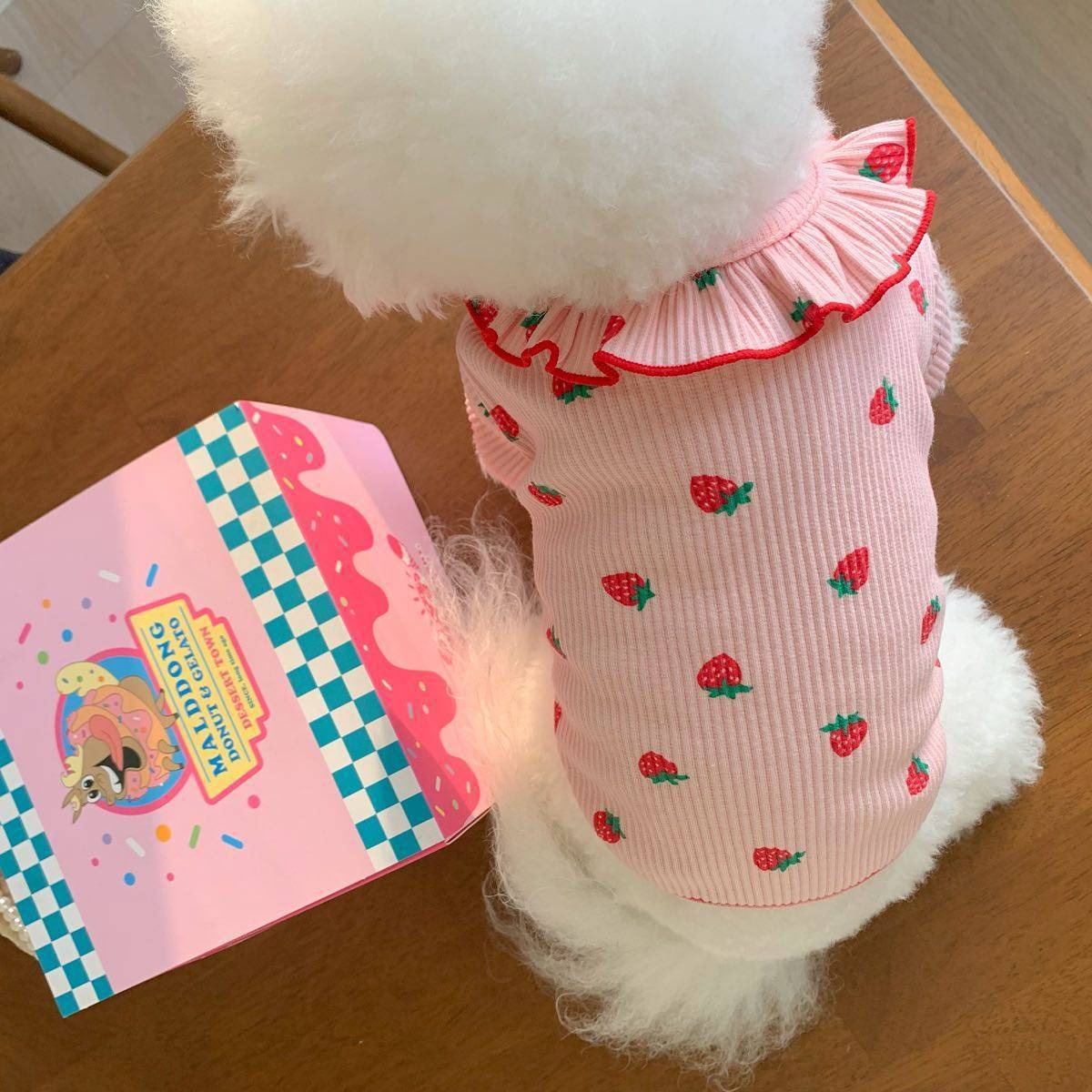 

Small Dog Clothes Summer Breathable Clothing for Cat Cute Dog Clothing for Small Dog Vest Ruffled Collar Pet Clothes GBX01 S-(1.5-2KG) розовый