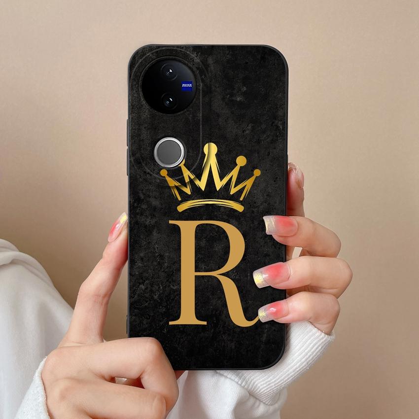 Case For Vivo V50 V40 V30 Lite V20 V21 V30e Fashion Crown Letters Phone Covers Screen Protector Liquid Silicone Dustproof Shell For Vivo Bumper Casing