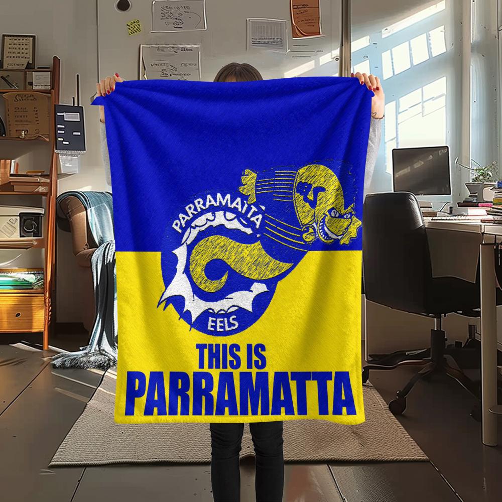 Parramatta Eels pattern Flannel Blanket, High quality Comfortable for All Seasons, Home Decor, Warmth and Comfort, Perfect for Gifts.