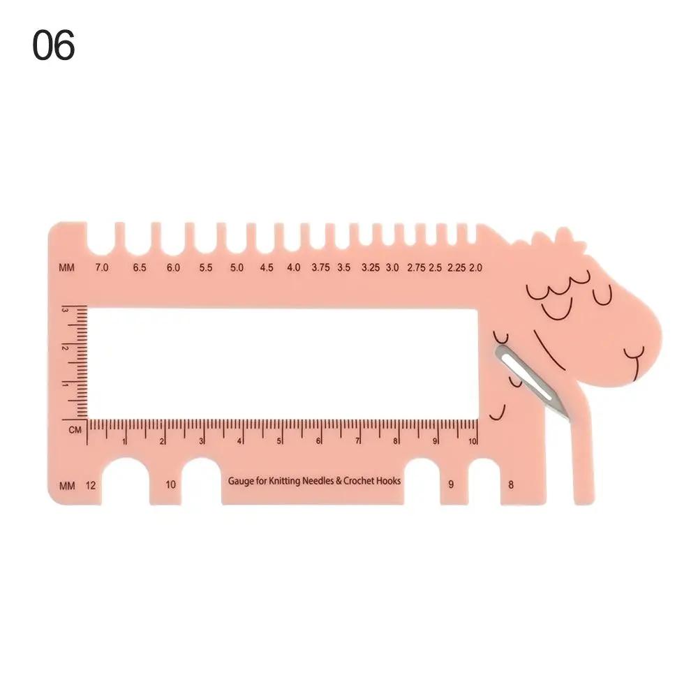 Portable Sheep Head Gauge Ruler With Scissor Practical Knitting Needles And Crochet Hook Gauge MM Ruler Tool